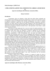 l`idea di rivelazione nell`ermeneutica biblica di ricoeur (1)