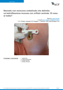 Neonato con moncone ombelicale che delimita un`estroflessione