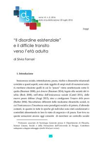 “Il disordine esistenziale” e il difficile transito verso l`età adulta
