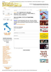 News: 15-17 MAGGIO 2014 MILANO NULLA SI CREA, TUTTO SI