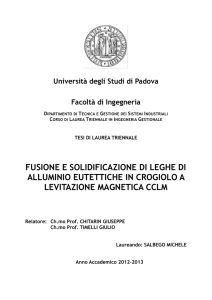 FUSIONE E SOLIDIFICAZIONE DI LEGHE DI ALLUMINIO