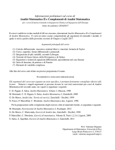 Informazioni preliminari sul corso di Analisi Matematica II e