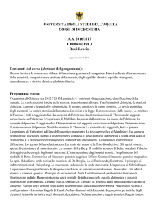 UNIVERSITÀ DEGLI STUDI DELL`AQUILA CORSI DI INGEGNERIA