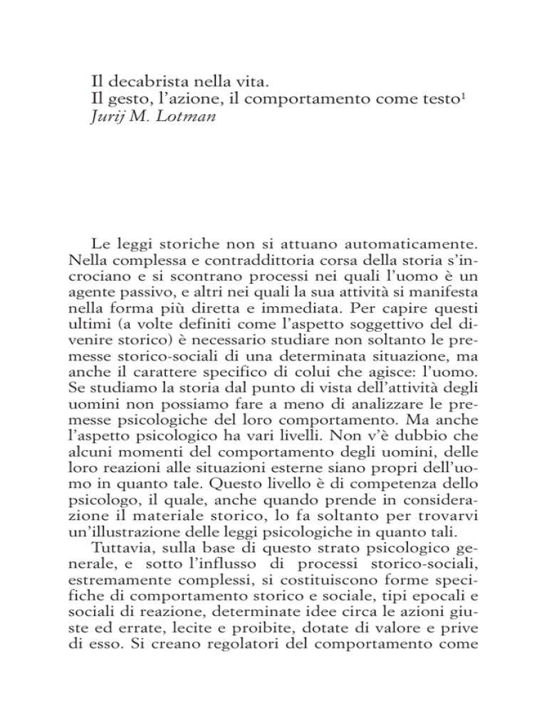 Il Decabrista Nella Vita Il Gesto L azione Il Comportamento Ec