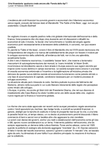 Crisi finanziaria: qualcuno crede ancora alla `Favola delle