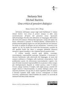 Stefania Sini Michail Bachtin. Una critica al pensiero dialogico