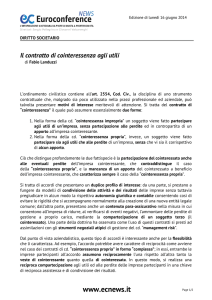 Il contratto di cointeressenza agli utili