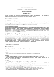 FILOLOGIA GERMANICA (Corso di laurea in Lingue e Letterature