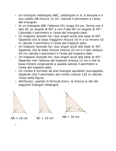 Un triangolo rettangolo ABC, rettangolo in A, è isoscele e il