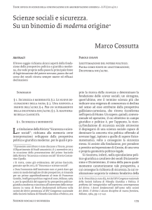 Marco Cossutta Scienze sociali e sicurezza. Su un binomio di
