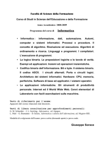 Facoltà di Scienze della Formazione Informatica Giuseppe Sorace