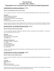 Programmi su cui verteranno le prove d`esame finali