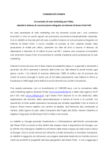 COMUNICATO STAMPA Un esempio di web marketing per l`Italia