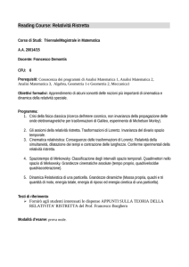 Reading Course: Relatività Ristretta