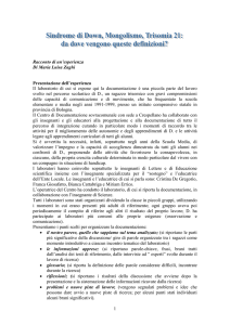Apprendimento e deficit. Un`esperienza con la sindrome di Down.