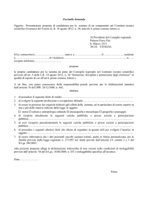 Facsimile domanda Oggetto: Presentazione proposta di candidatura