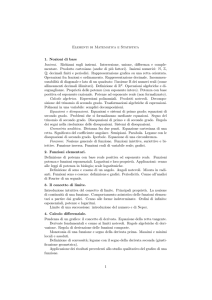 Elementi di Matematica e Statistica 1. Nozioni di base Insiemi
