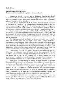 Paolo Citran ELOGIO DEL RELATIVISMO Traccia per un percorso