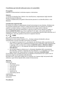 Classifichiamo gli elettroliti utilizzando misure di conducibilità