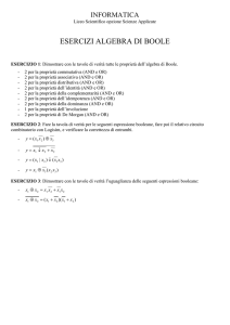 ESERCIZI ALGEBRA DI BOOLE