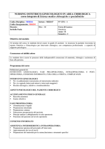 Nursing ostetrico-ginecologico in area chirurgica