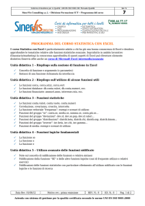 programma del corso statistica con excel