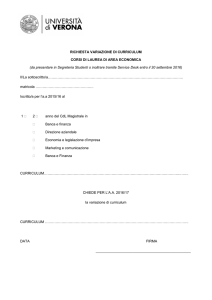 RICHIESTA VARIAZIONE DI CURRICULUM CORSI DI LAUREA DI