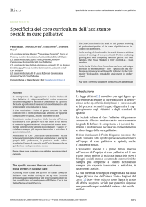 Specificità del core curriculum dell`assistente sociale in cure palliative