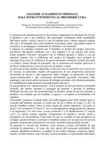 leggere ai bambini in ospedale: dall`intrattenimento al prendersi cura.