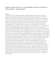 Facilitare la deliberazione. Verso una ridefinizione dell`esperto di