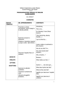 programmazione inglese classe quinta San Giusto