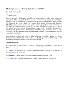 Morfologia Umana e Antropologia Forense (6 CFU) Dr. Maria F