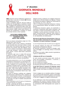 Giornata mondiale contro l`Aids