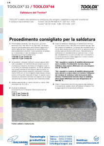 Procedimento consigliato per la saldatura