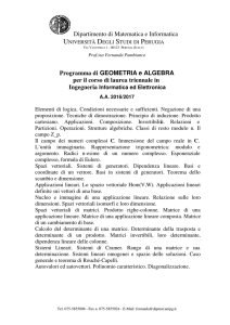 Programma di Geometria e Algebra A.A. 2016/2017