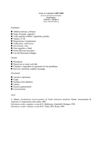 Alfabeto (lettura, scrittura) Nomi, Pronomi, Aggettivi Verbi semplici