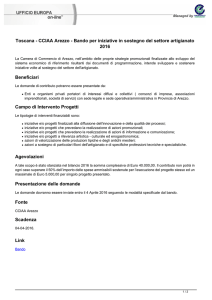 Toscana - CCIAA Arezzo - Bando per iniziative in sostegno del
