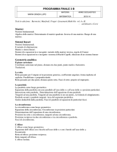 PROGRAMMA FINALE 3 B Matrici Sistemi lineari Geometria analitica