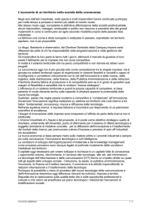 L`efficienza di un sistema territoriale e quindi la propria capacità di