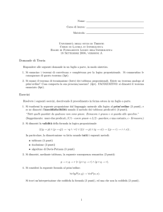 Domande di Teoria Esercizi - Dipartimento di Matematica e Informatica