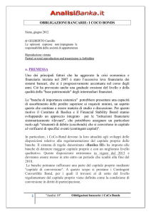 OBBLIGAZIONI BANCARIE: I COCO BONDS a