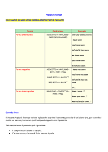 PRESENT PERFECT NECESSARIO RIPASSO VERBI IRREGOLARI