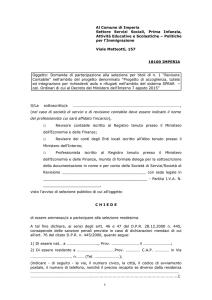 FAC-SIMILE DI DOMANDA DI AMMISSIONE AL CONCORSO