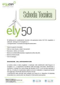 Si definiscono le caratteristiche tecniche del generatore eolico ELY