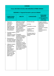 SCIENZE Classe SECONDA SCUOLA SECONDARIA DI PRIMO