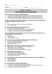 TEST – Lezione 3 Il Ciclo Frigorifero a Compressione