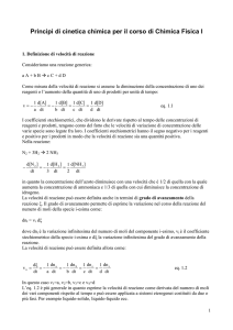 Principi di cinetica chimica per il corso di Chimica Fisica I
