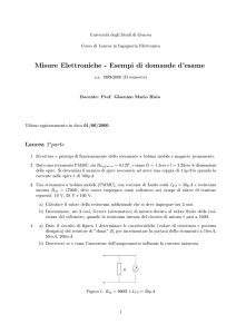 Misure Elettroniche - Esempi di domande d`esame