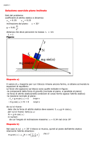 Soluzione Soluzione esercizio esercizio piano piano inclinato inclinato
