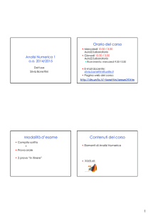 Calcolo Numerico - Dipartimento di Matematica e Informatica